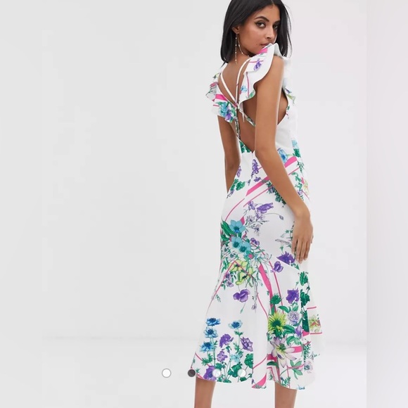 Brand New, Never Used Size 4 Multicolor ASOS Bodycon Midi Dress - Picture 2 of 6